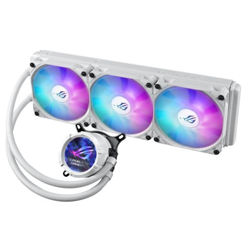 Asus ROG STRIX LC III 360 ARGB LCD Liquid CPU Cooler, 360mm, 7th Gen v2 Asetek Pump, ARGB Fans, Customisable LCD Display, Rotatable Water Block, White