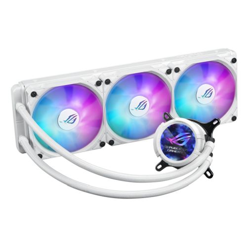 Asus ROG STRIX LC III 360 ARGB LCD Liquid CPU Cooler, 360mm, 7th Gen v2 Asetek Pump, ARGB Fans, Customisable LCD Display, Rotatable Water Block, White