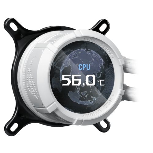 Asus ROG STRIX LC III 360 ARGB LCD Liquid CPU Cooler, 360mm, 7th Gen v2 Asetek Pump, ARGB Fans, Customisable LCD Display, Rotatable Water Block, White