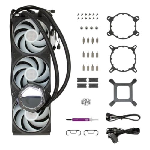 Cooler Master MasterLiquid 360 ION ARGB Liquid CPU Cooler, 360mm, Dual Chamber Design, 3 x Mobius ARGB Fans, Customisable LCD Display, Black