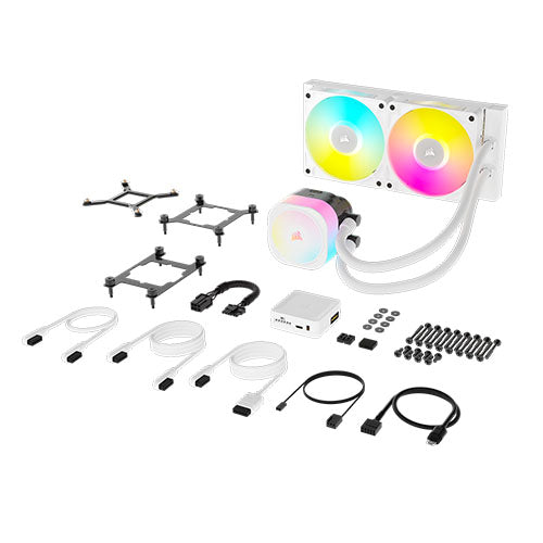 Corsair iCUE LINK TITAN 240 RX RGB Liquid CPU Cooler, RX120 RGB Magnetic Dome Fans, 20 LED Pump Head, iCUE LINK Hub Included, White