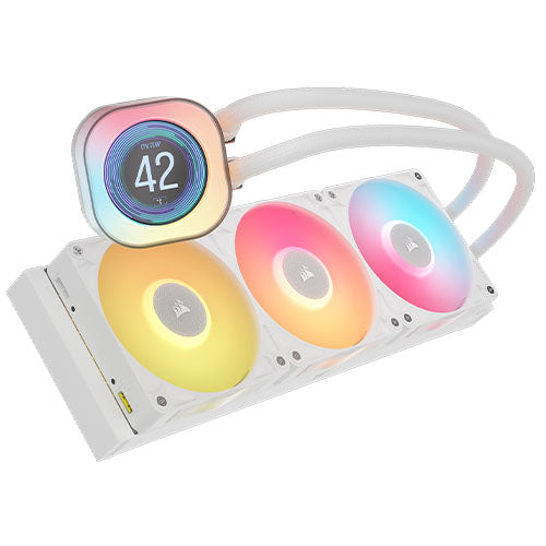 Corsair iCUE LINK TITAN 360 RX LCD RGB Liquid CPU Cooler, RX120 RGB Magnetic Dome Fans, Personalised LCD Screen, iCUE LINK Hub Included, White