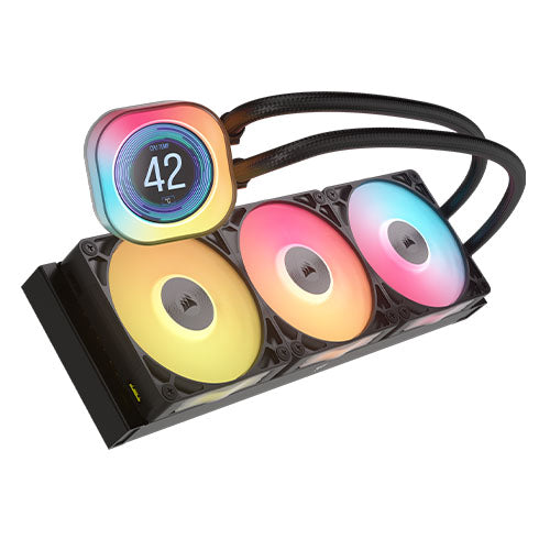 Corsair iCUE LINK TITAN 360 RX LCD RGB Liquid CPU Cooler, RX120 RGB Magnetic Dome Fans, Personalised LCD Screen, iCUE LINK Hub Included, Black