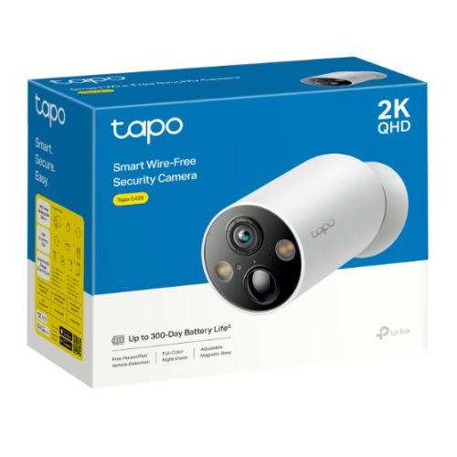 TP-LINK (TAPO C425) Smart Wire-Free 2K QHD Outdoor Security Camera, 300-Day Battery, Magnetic Base, Colour Night Vision, AI Detection, 2-Way Audio