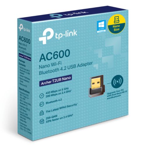 TP-LINK (Archer T2UB Nano) AC600 (433+200) Wireless Dual Band Nano USB Adapter, Bluetooth 4.2, Advanced WPA3 Security