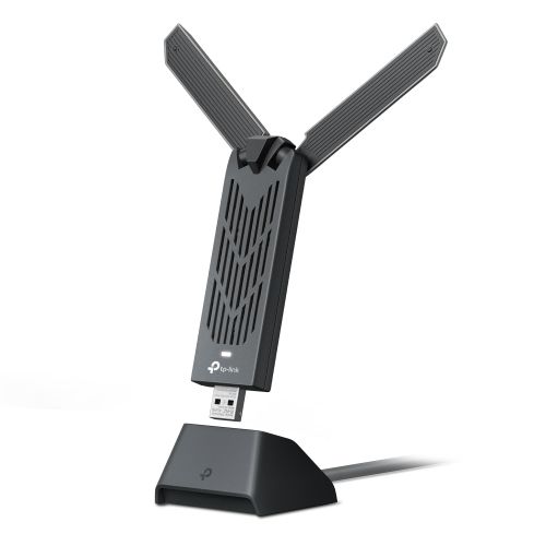 TP-LINK (Archer TBE400UH) BE6500 Wi-Fi 7 High Gain Wireless USB Adapter, Tri-Band, USB 3.0, MLO, MU-MIMO, OFDMA, Multi-RU, Cradle