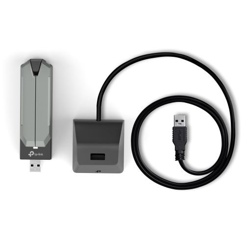 TP-LINK (Archer TBE400UH) BE6500 Wi-Fi 7 High Gain Wireless USB Adapter, Tri-Band, USB 3.0, MLO, MU-MIMO, OFDMA, Multi-RU, Cradle