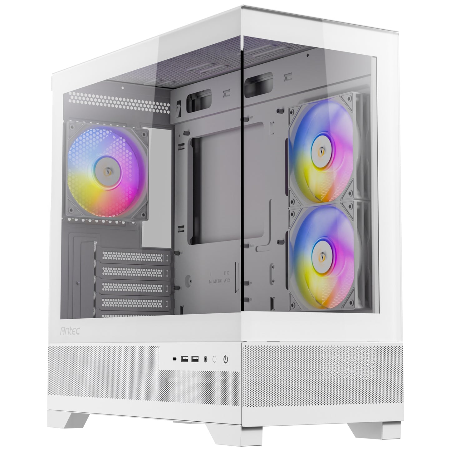 ANTEC CX500M Micro Tower Gaming Case, White, 2 x USB 3.0 / 1 x USB Type-C, Tempered Glass Side Panel, Micro-ATX/ITX