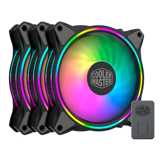 Cooler Master MasterFan MF120 Halo 3 -in-1, 120mm, 3-Pin ARGB Connector, Addressable Gen 2 RGB, Wired ARGB Controller