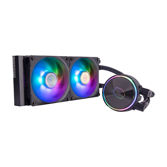 CoolerMaster PL240 Flux, 240mm All-in-One Hydro CPU Cooler, 2x120mm PWM Fan, ARGB LEDs, Aluminium / Copper