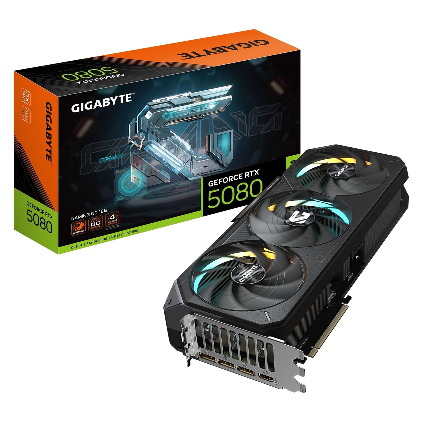 Gigabyte NVIDIA GeForce RTX 5080 GAMING OC 16G Graphics Card, 16GB GDDR7, 10752 CUDA Cores, 2730 MHz Core Clock, Triple Fan, RGB, 3x DisplayPorts / 1x HDMI Port