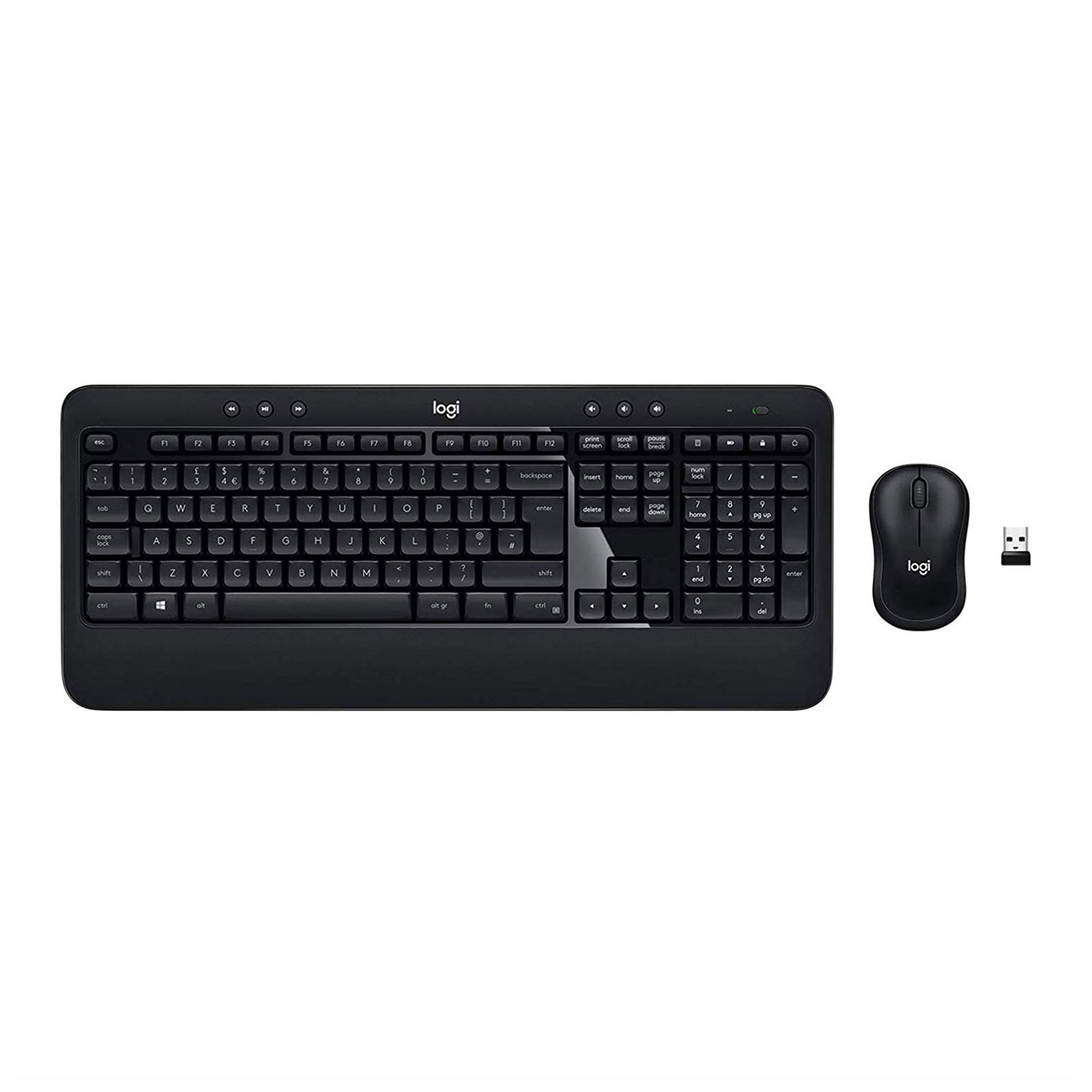 Logitech K540e Advanced Combo Wireless Keyboard and 3 Button Ambidextrous Scroll Mouse Unified Nano USB