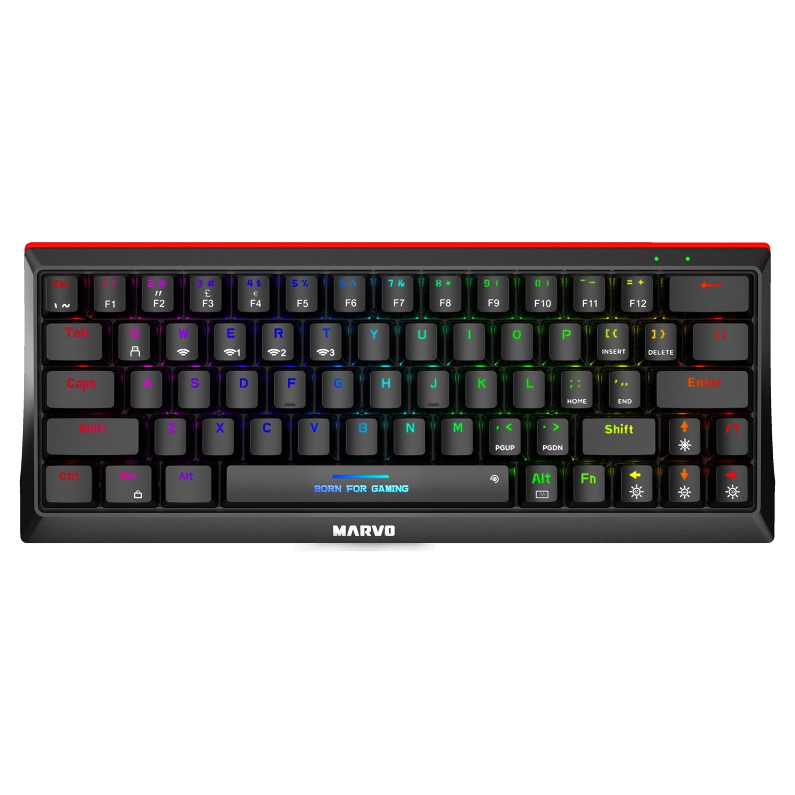 Marvo Scorpion KG962W-UK Tri-Mode Connection Wireless 60% TKL Mechanical Gaming Keyboard with Red Switches, 2.4GHz Wireless, Bluetooth or Wired, Rainbow Backlight, Anti-ghosting N-Key Rollover