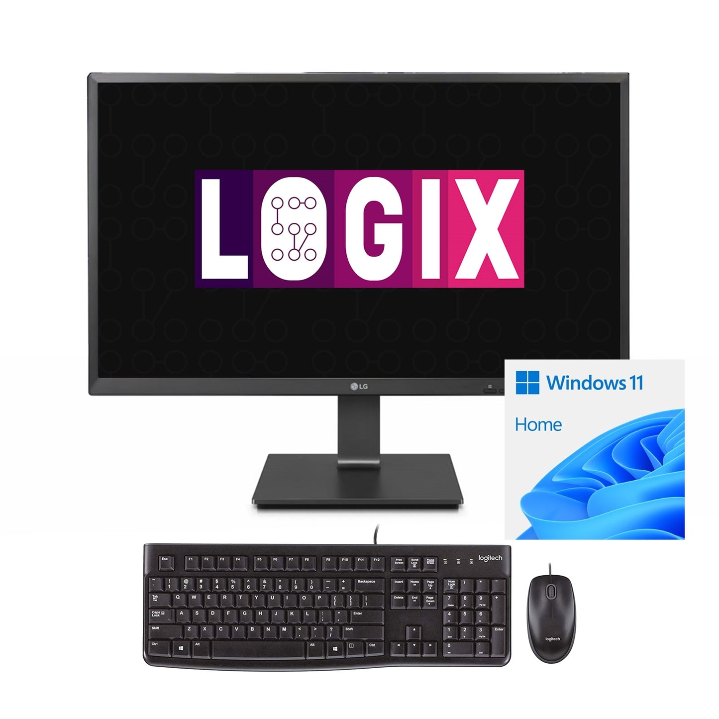 LOGIX Intel Quad Core 27 Inch Full HD All-in-One Family Desktop PC with 12GB RAM and 512GB SSD, plus Windows 11 Home, FREE Keyboard & Mouse