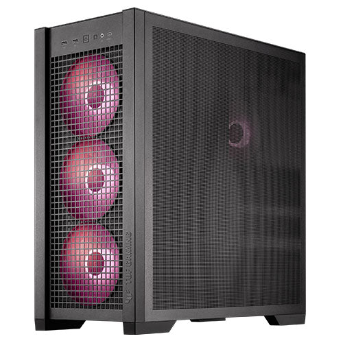 Asus TUF Gaming GT302 ARGB Case w/ Glass Window, E-ATX, 4x ARGB Fans, Interchangeable Side Panel, USB-C, Asus BTF Compatible, Black