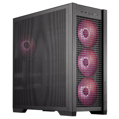 Asus TUF Gaming GT302 ARGB Case w/ Glass Window, E-ATX, 4x ARGB Fans, Interchangeable Side Panel, USB-C, Asus BTF Compatible, Black