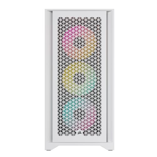 Corsair iCUE 4000D RGB Airflow Gaming Case w/ Glass Window, E-ATX, 3x AF120 RGB Fans, High-Airflow Front, USB-C, RGB Controller, White