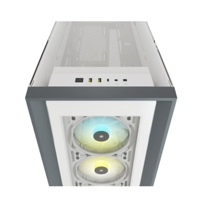 Corsair iCUE 5000X RGB Gaming Case w/ 4x Tempered Glass Panels, E-ATX, 3 x AirGuide RGB Fans, Lighting Node CORE included, USB-C, White