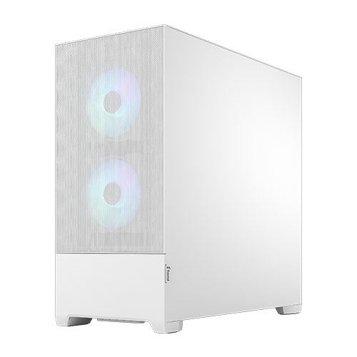 Fractal Design Pop Air RGB (White TG) Gaming Case w/ Clear Glass Window, ATX, Hexagonal Mesh Front, 3 RGB Fans & ARGB Controller