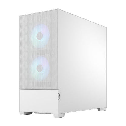 Fractal Design Pop Air RGB (White TG) Gaming Case w/ Clear Glass Window, ATX, Hexagonal Mesh Front, 3 RGB Fans & ARGB Controller