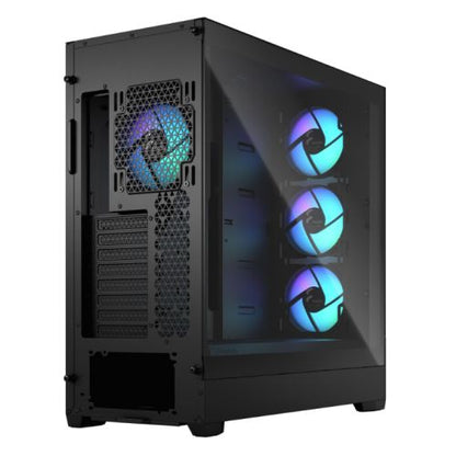 Fractal Design Pop XL Air RGB (Black TG) Gaming Case w/ Clear Glass Window, E-ATX, Hexagonal Mesh Front, 4 RGB Fans & RGB Controller