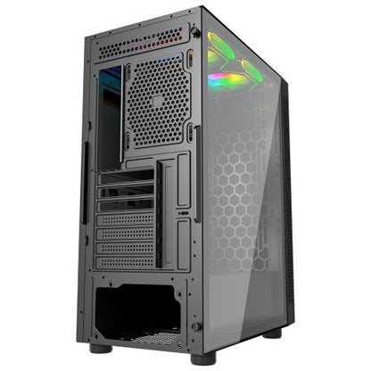 Vida Apeiron Black ARGB Gaming Case w/ Glass Side & Infinity Effect Front, ATX, 3x ARGB PWM Fans, 6-Port Fan Hub & Remote Control