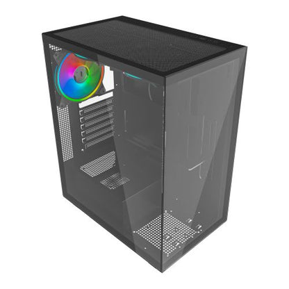 Vida Vetro Black ARGB Gaming Case w/ Glass Front & Side, ATX, 3x ARGB PWM Fans, 6-Port ARGB Fan Hub & Remote Control