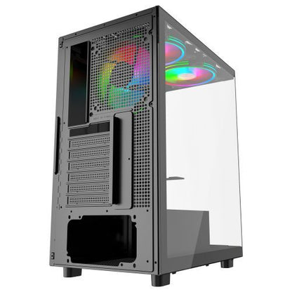 Vida Vetro Black ARGB Gaming Case w/ Glass Front & Side, ATX, 3x ARGB PWM Fans, 6-Port ARGB Fan Hub & Remote Control