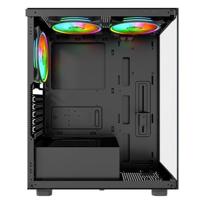 Vida Vetro Black ARGB Gaming Case w/ Glass Front & Side, ATX, 3x ARGB PWM Fans, 6-Port ARGB Fan Hub & Remote Control