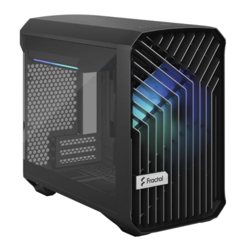 Fractal Design Torrent Nano (Light TG RGB) Case w/ Light Tint Glass Windows, Mini ITX, 1 RGB Fan, ATX PSU & 335mm GPU Support, 280mm Watercooling, RGB Strip, Front Grille, USB-C