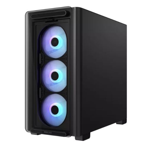 Asus A23 PLUS ARGB Gaming Case w/ Glass Side and Front, Micro ATX, 4x ARGB Fans, 380mm GPU & 360mm Radiator Support, USB-C, Asus BTF Compatible, Black