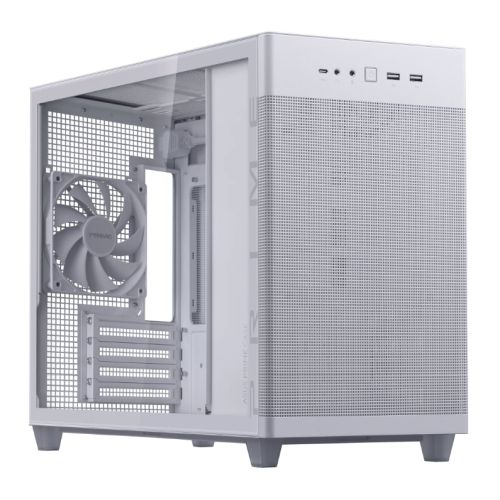 Asus Prime AP201 Gaming Case w/ Tempered Glass Window, Micro ATX, USB-C, Tool-free Panels, 338mm GPU & 360mm Radiator Support, White