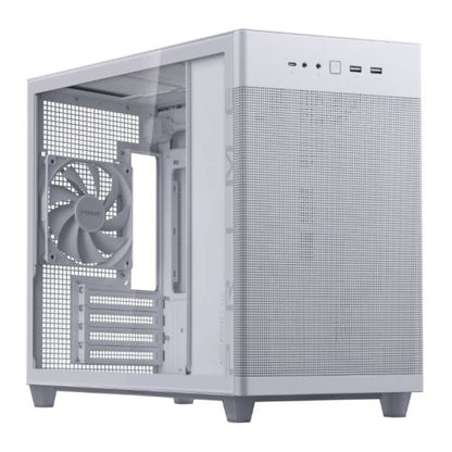 Asus Prime AP201 Gaming Case w/ Tempered Glass Window, Micro ATX, USB-C, Tool-free Panels, 338mm GPU & 360mm Radiator Support, White