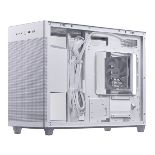 Asus Prime AP201 Gaming Case w/ Tempered Glass Window, Micro ATX, USB-C, Tool-free Panels, 338mm GPU & 360mm Radiator Support, White
