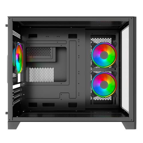 Vida Akira V2 Black ARGB Gaming Case w/ Glass Front & Side, Micro ATX, 3x ARGB PWM Fans, 6-Port ARGB Fan Hub & Remote Control