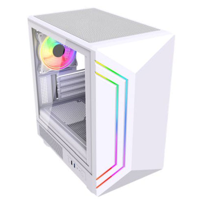 Vida Apollo M White ARGB Gaming Case w/ Glass Window, Micro ATX, Rear ARGB Infinity Fan, Front LED Strips