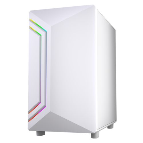 Vida Apollo M White ARGB Gaming Case w/ Glass Window, Micro ATX, Rear ARGB Infinity Fan, Front LED Strips