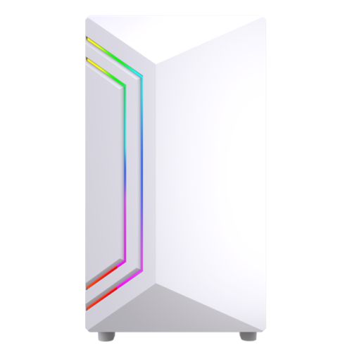 Vida Apollo M White ARGB Gaming Case w/ Glass Window, Micro ATX, Rear ARGB Infinity Fan, Front LED Strips