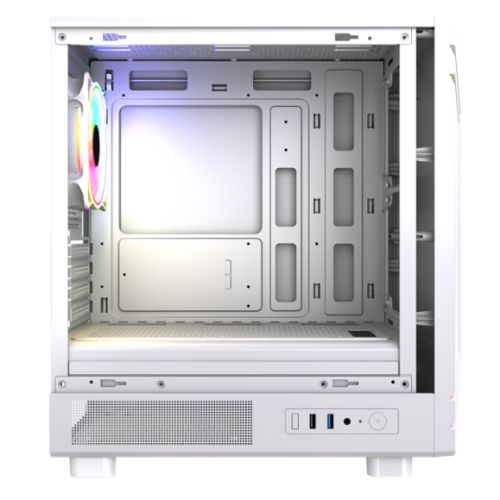 Vida Apollo M White ARGB Gaming Case w/ Glass Window, Micro ATX, Rear ARGB Infinity Fan, Front LED Strips