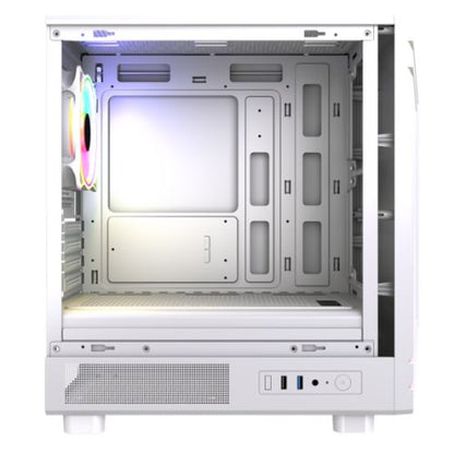 Vida Apollo M White ARGB Gaming Case w/ Glass Window, Micro ATX, Rear ARGB Infinity Fan, Front LED Strips