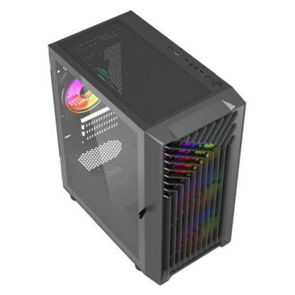 Vida Cyclone Black ARGB Gaming Case w/ Glass Window, Micro ATX, 4x ARGB Fans, Grill/Mesh Front