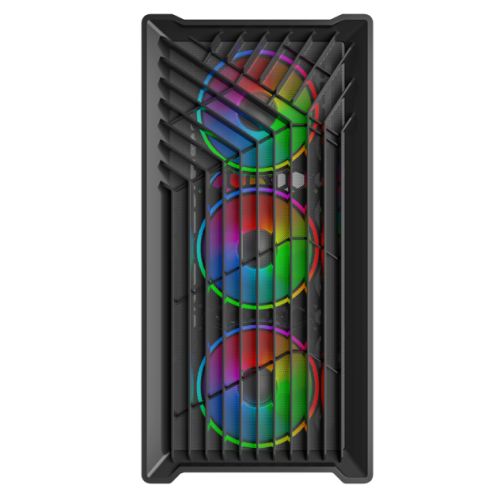 Vida Cyclone Black ARGB Gaming Case w/ Glass Window, Micro ATX, 4x ARGB Fans, Grill/Mesh Front