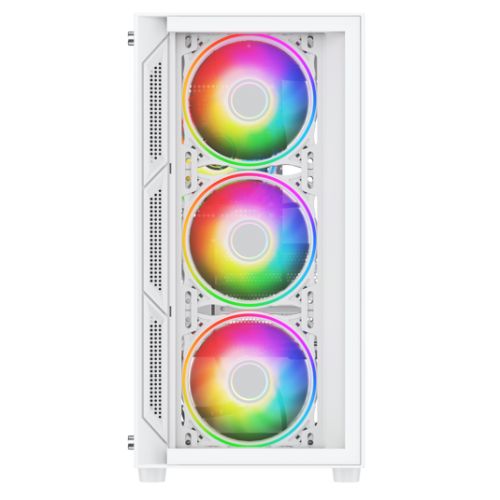 Vida Lucid White ARGB Gaming Case w/ Glass Front & Side, Micro ATX, 4x ARGB Infinity Fans