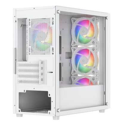 Vida Lucid White ARGB Gaming Case w/ Glass Front & Side, Micro ATX, 4x ARGB Infinity Fans