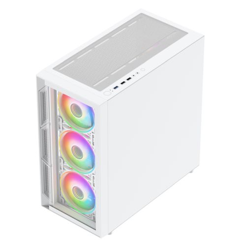Vida Lucid White ARGB Gaming Case w/ Glass Front & Side, Micro ATX, 4x ARGB Infinity Fans