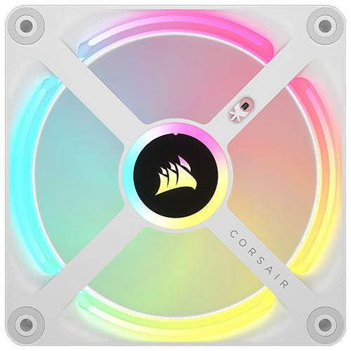 Corsair iCUE LINK QX120 12cm PWM RGB Case Fans x3, 34 RGB LEDs, Magnetic Dome Bearing, 2400 RPM, iCUE LINK Hub Included, White