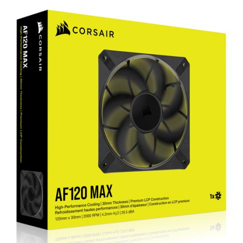 Corsair RS120 MAX 12cm PWM Thick Case Fan, 30mm Thick, Magnetic Dome Bearing, 2000 RPM, Liquid Crystal Polymer Construction