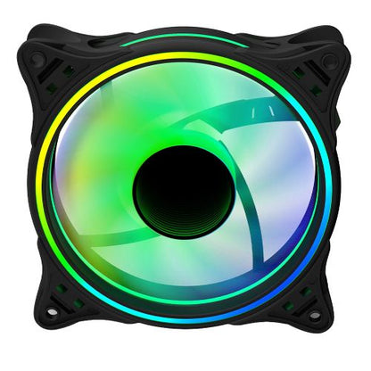 Vida Infinity01 12cm ARGB Dual Ring PWM Case Fan, Hydraulic Bearing, Infinity Mirror Effect, 500-1500 RPM, Black