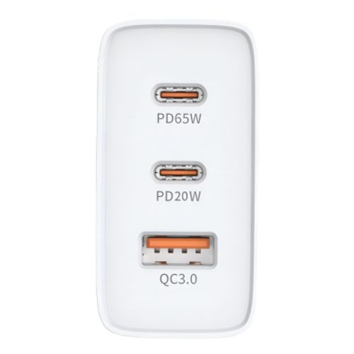 Pama 3-pin Wall Plug USB-C & USB-A Charger, 1x USB-C 65W (for Laptops), 1x USB-C 20W, 1x USB-A QC3.0