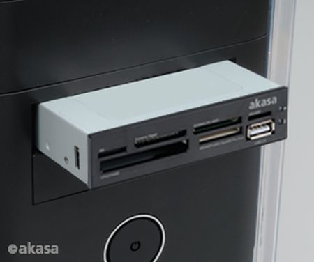 Akasa (AK-ICR-07) Internal Card Reader, 3.5", 6 Slot with USB2 Port, Black & White Panels